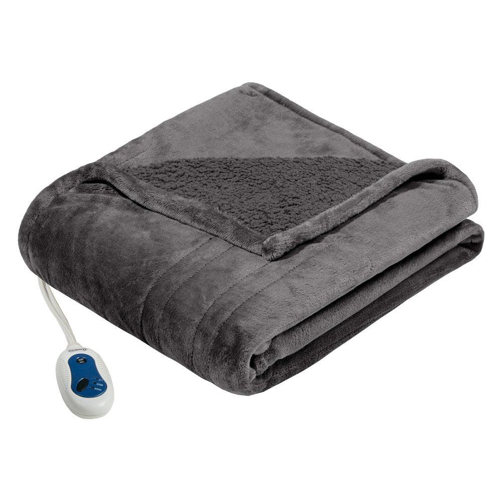 Beautyrest Microlight Reverse To Berber Heated Throw