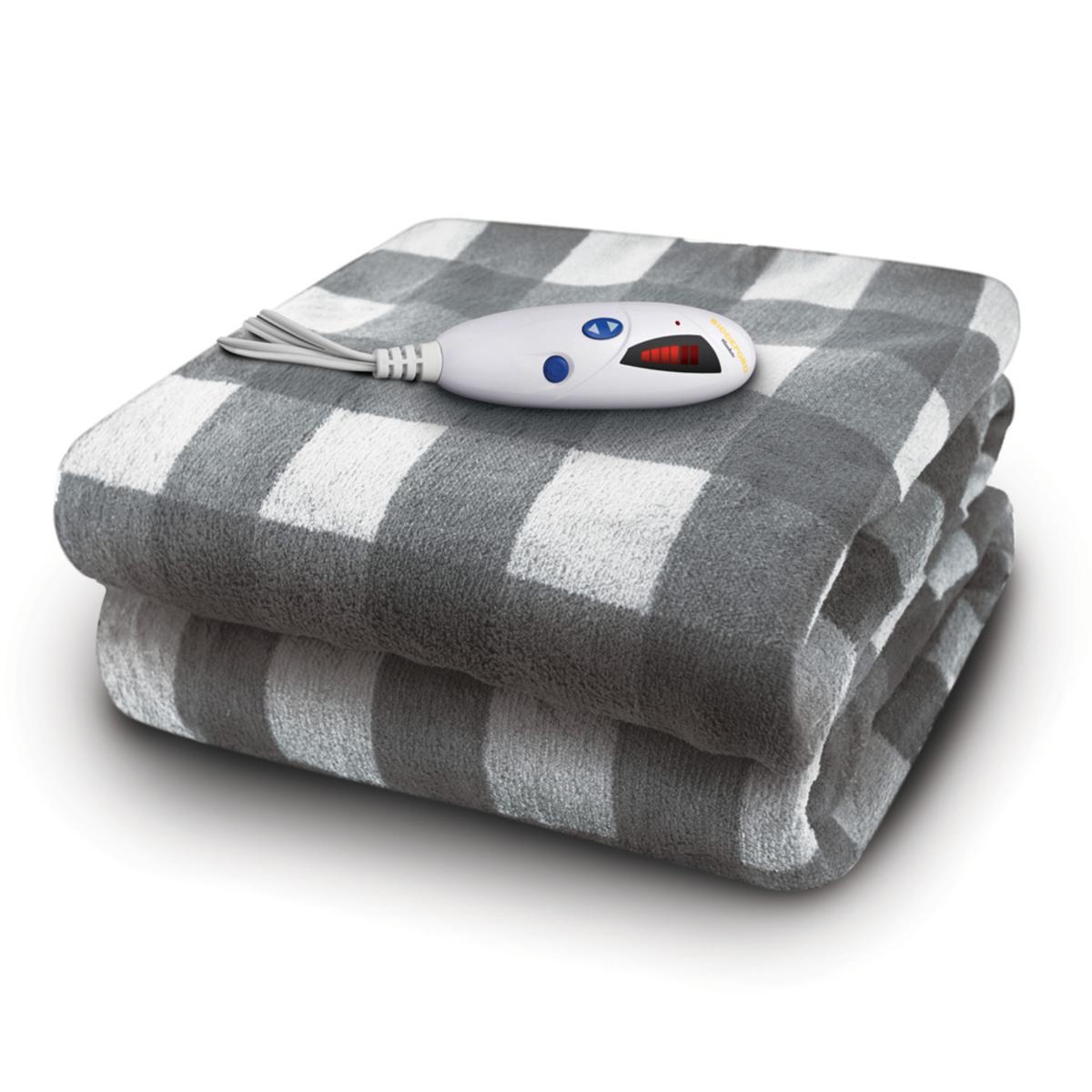 Biddeford Blankets Velour/Sherpa Electric Heated Throw With Digital Controller