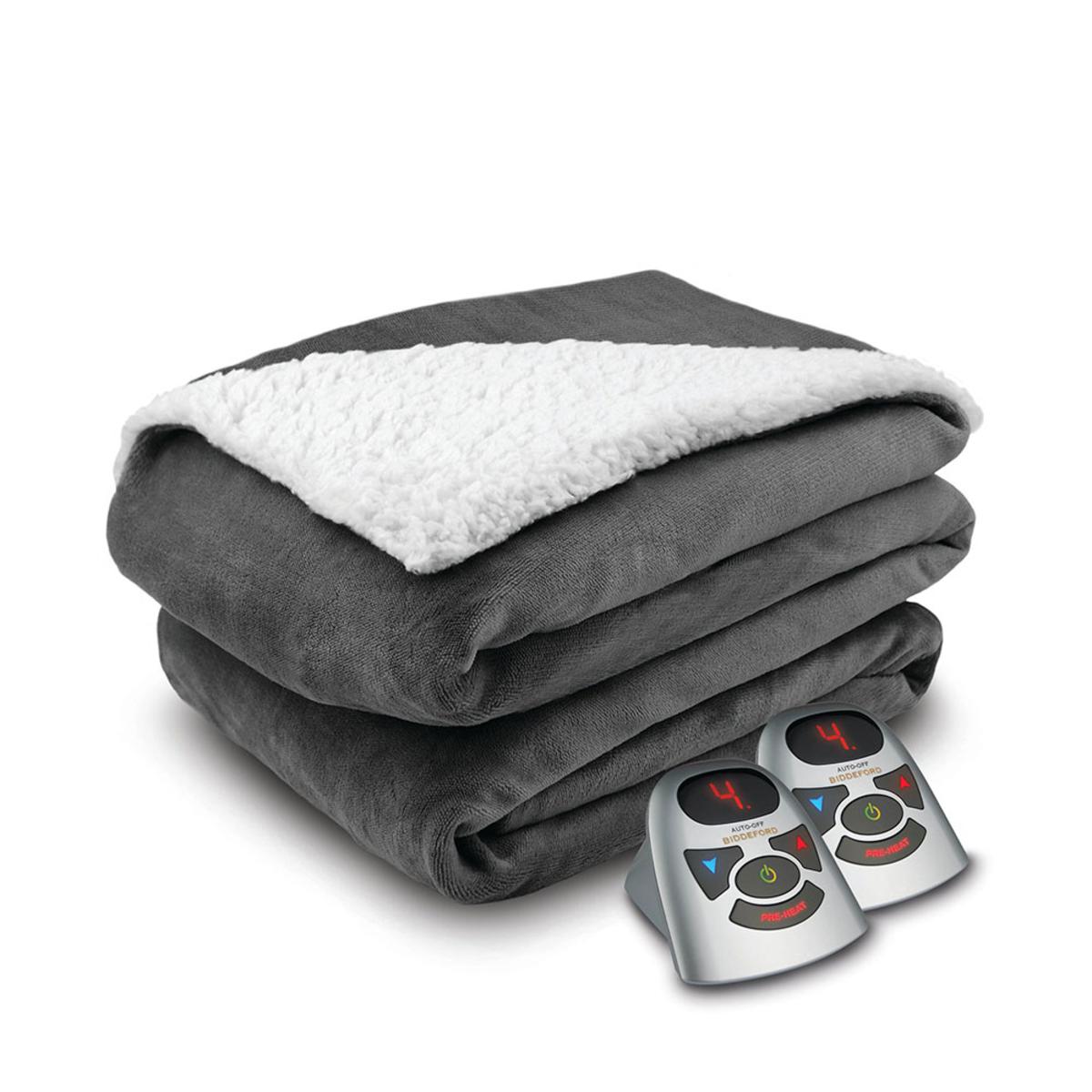 Biddeford Blankets Velour/Sherpa Heated Blanket With Digital Controller - Queen