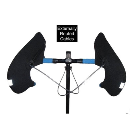  Bar Mitts Externally Routed Cables Road Pogie Handlebar Mittens Hydraulic - XL Black