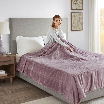  Beautyrest 100% Polyester Knitted Solid Microlight To Solid Microlight Heated Blanket - Full