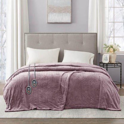  Beautyrest 100% Polyester Knitted Solid Microlight To Solid Microlight Heated Blanket - King