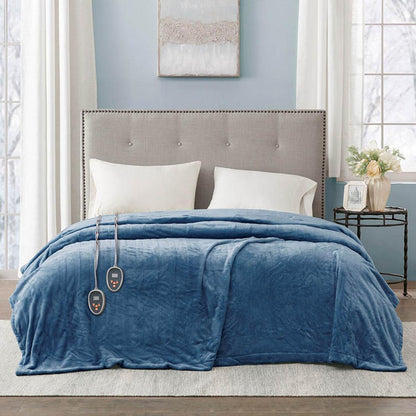 Beautyrest 100% Polyester Knitted Solid Microlight To Solid Microlight Heated Blanket - King