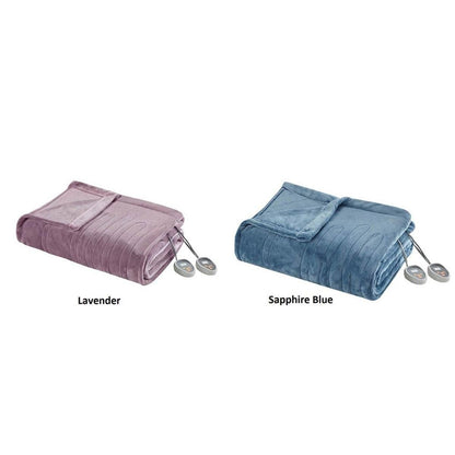  Beautyrest 100% Polyester Knitted Solid Microlight To Solid Microlight Heated Blanket - Queen