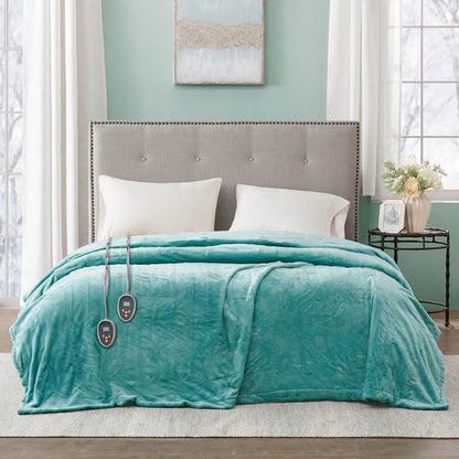  Beautyrest 100% Polyester Solid Microlight Reversible Heated Blanket - Twin