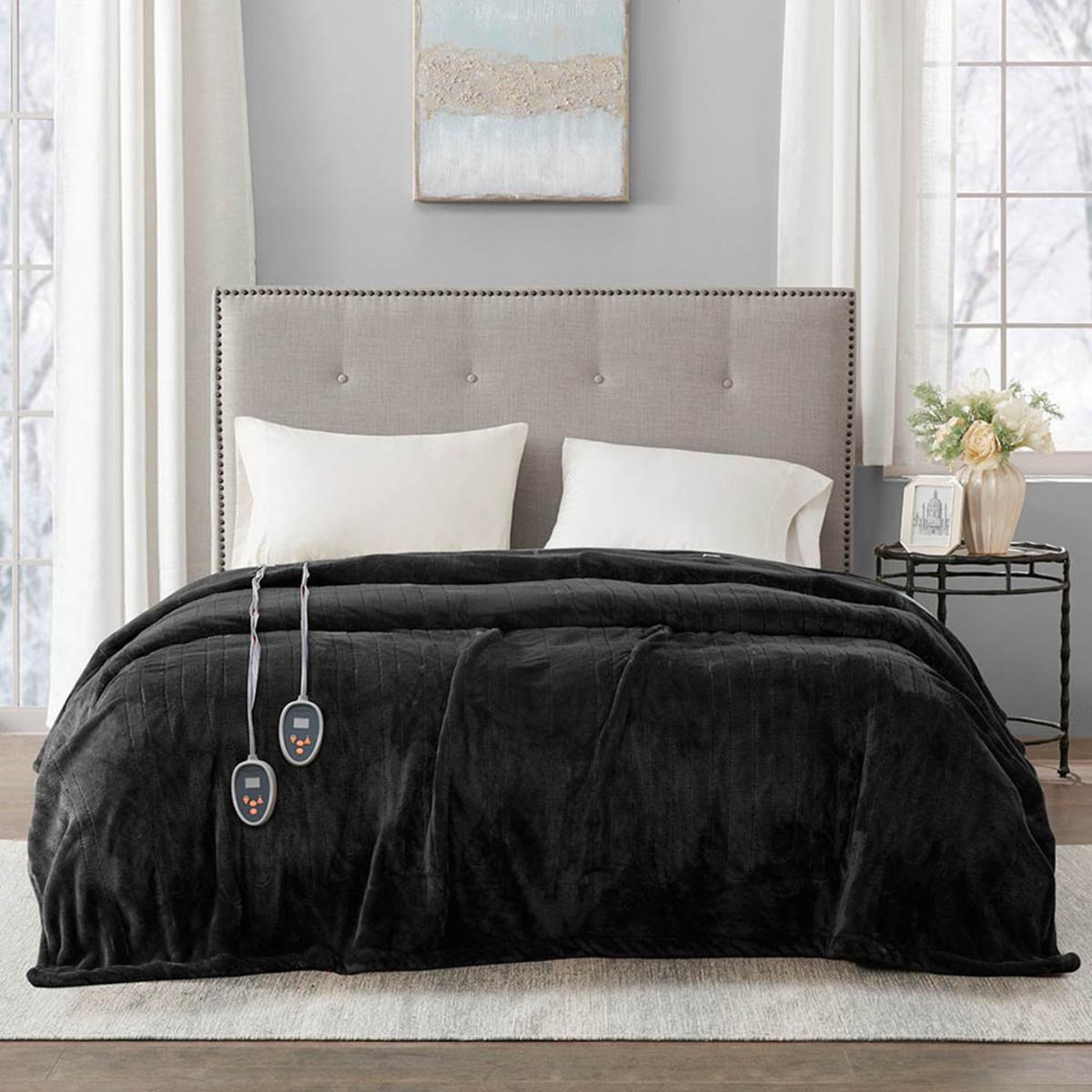  Beautyrest 100% Polyester Solid Microlight Reversible Heated Blanket - Twin