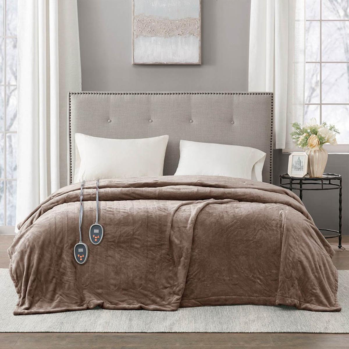  Beautyrest 100% Polyester Solid Microlight To Solid Microlight Heated Blanket - Full