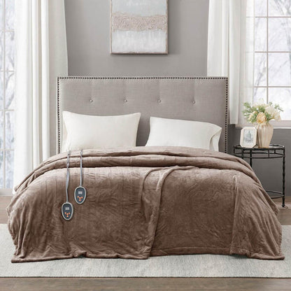  Beautyrest 100% Polyester Solid Microlight To Solid Microlight Heated Blanket - Full