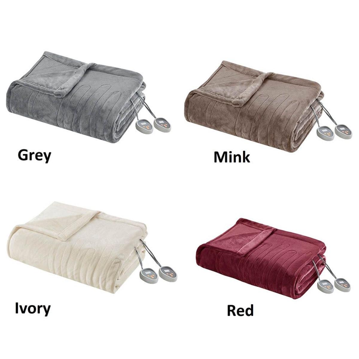  Beautyrest 100% Polyester Solid Microlight To Solid Microlight Heated Blanket - King