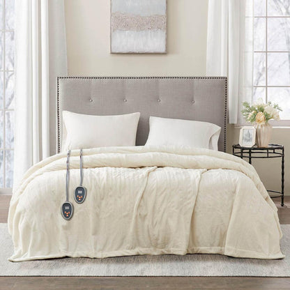  Beautyrest 100% Polyester Solid Microlight To Solid Microlight Heated Blanket - King