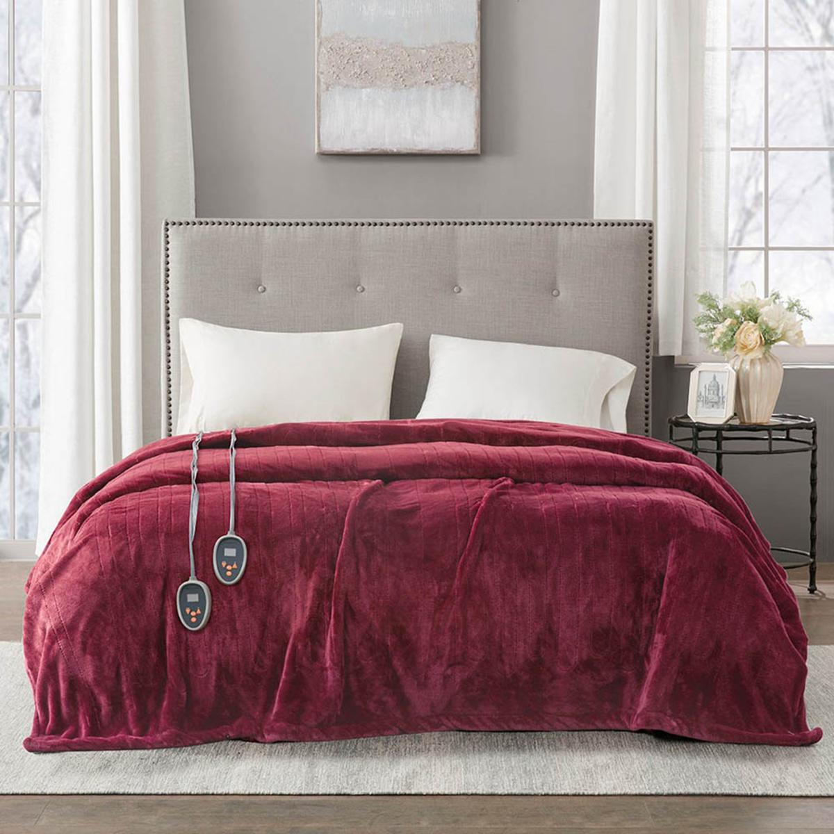  Beautyrest 100% Polyester Solid Microlight To Solid Microlight Heated Blanket - Queen