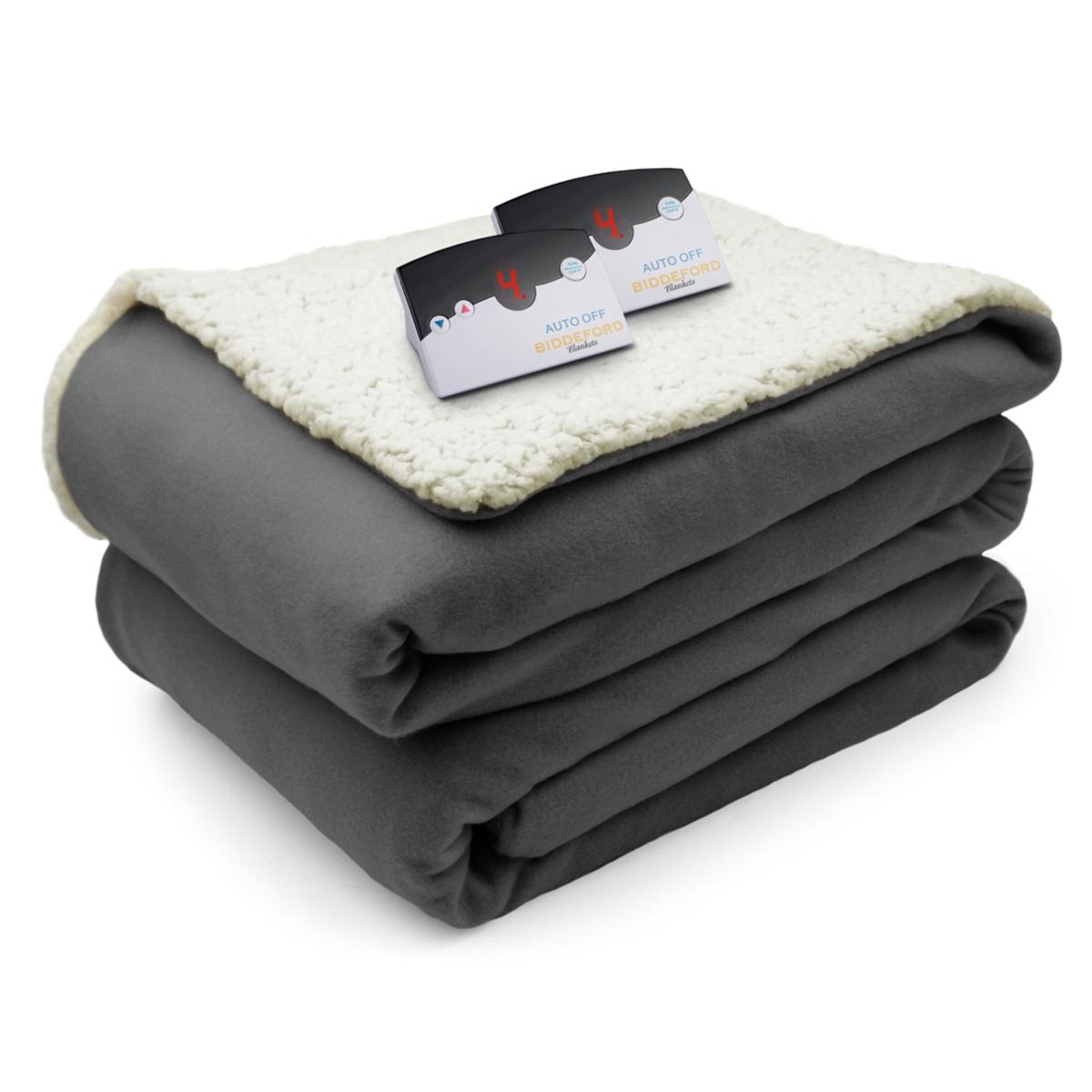  Biddeford Blankets Comfort Knit/Sherpa Electric Heated Blanket With Digital Controller - Queen