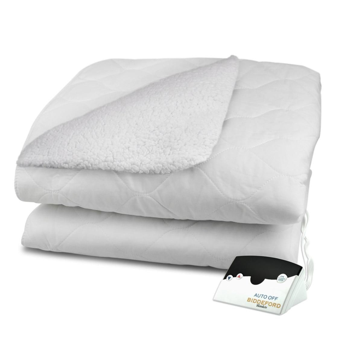  Biddeford Blankets Sherpa Quilted Electric Heated Mattress Pad With Digital Controller - Queen