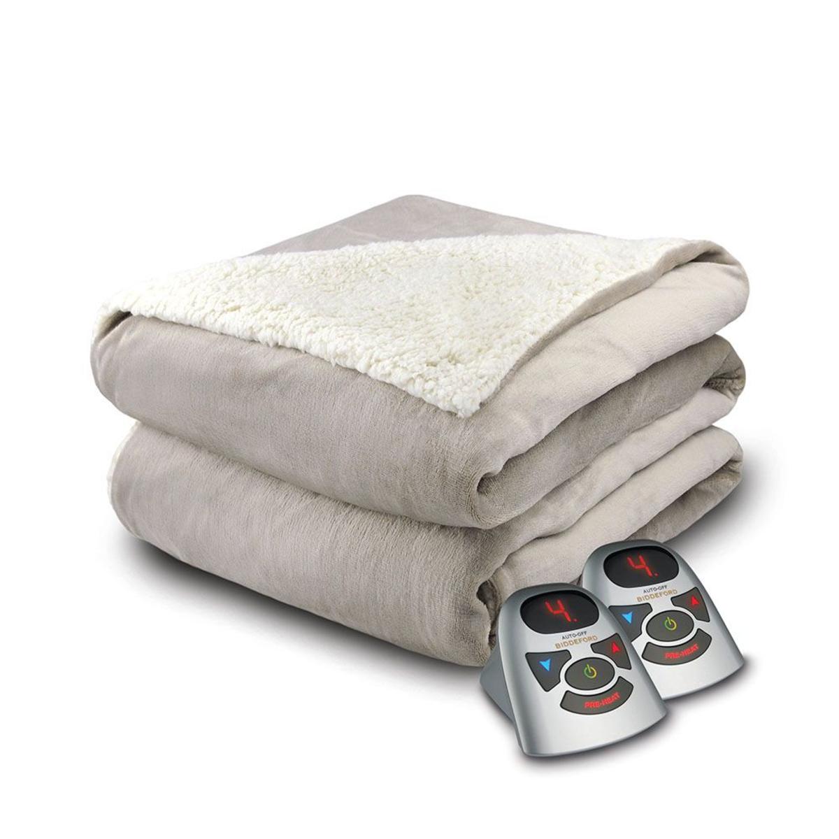  Biddeford Blankets Velour/Sherpa Heated Blanket With Digital Controller - Queen
