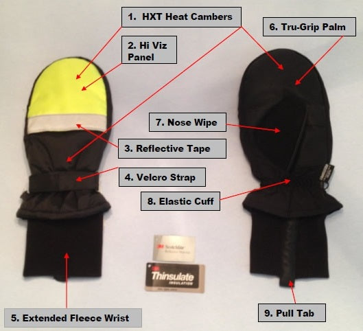  HXT Microwavable Heated Mittens - Black