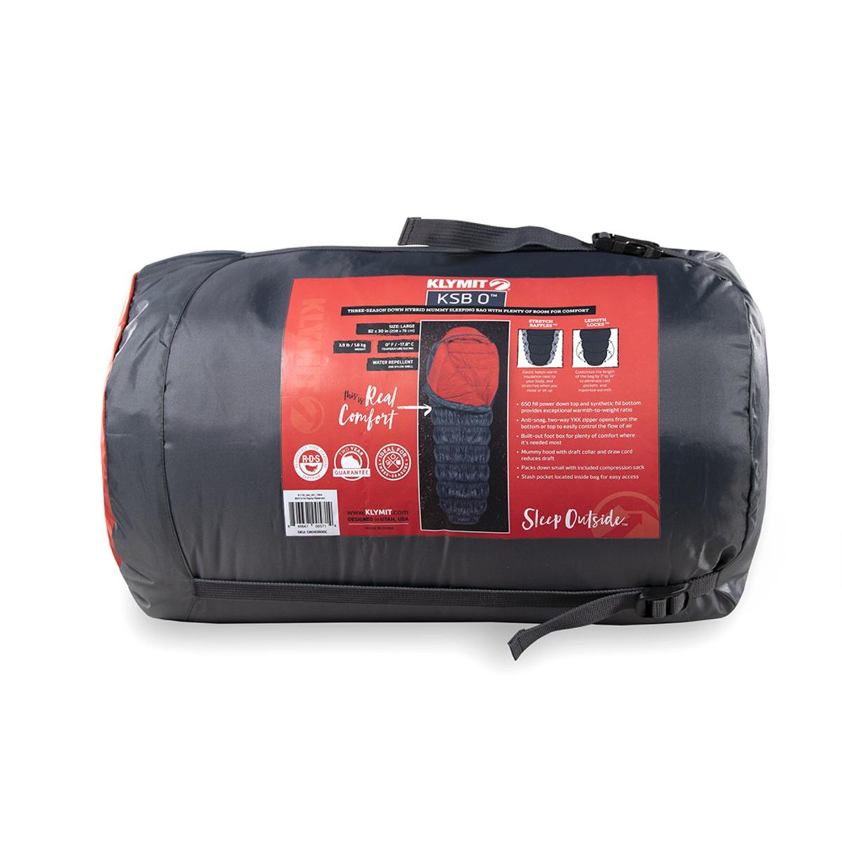  Klymit KSB 0 Extra Large Sleeping Bag - Orange/Grey