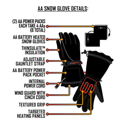  Open Box ActionHeat Mens AA Battery Heated Gloves