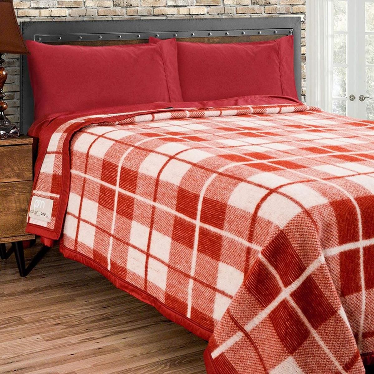  Poyet Motte Rivoli Checks 100% Virgin Wool Blanket 400Gsm 33 Micron - King 108in X 96in