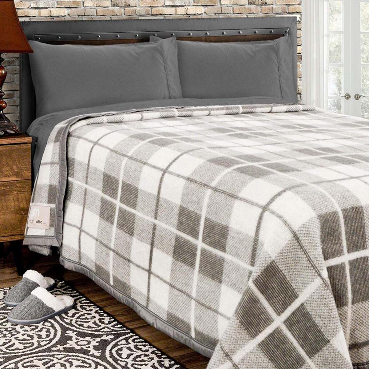  Poyet Motte Rivoli Checks 100% Virgin Wool Blanket 400Gsm 33 Micron - King 108in X 96in