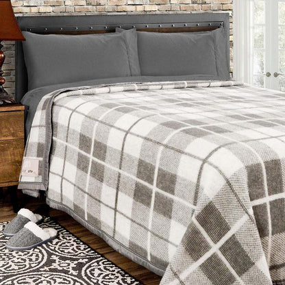  Poyet Motte Rivoli Checks 100% Virgin Wool Blanket 400Gsm 33 Micron - Queen 94in X 90in