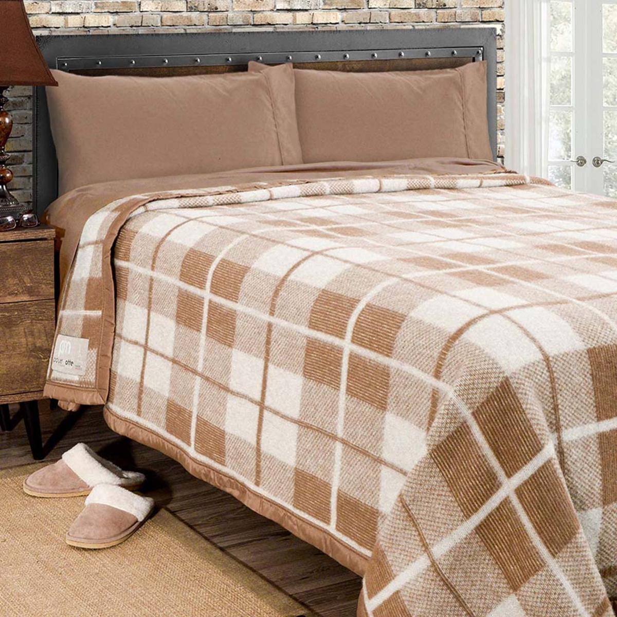  Poyet Motte Rivoli Checks 100% Virgin Wool Blanket 400Gsm 33 Micron - Twin 72in X 90in