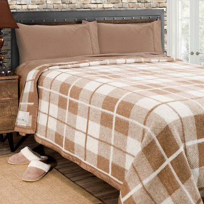  Poyet Motte Rivoli Checks 100% Virgin Wool Blanket 400Gsm 33 Micron - Twin 72in X 90in