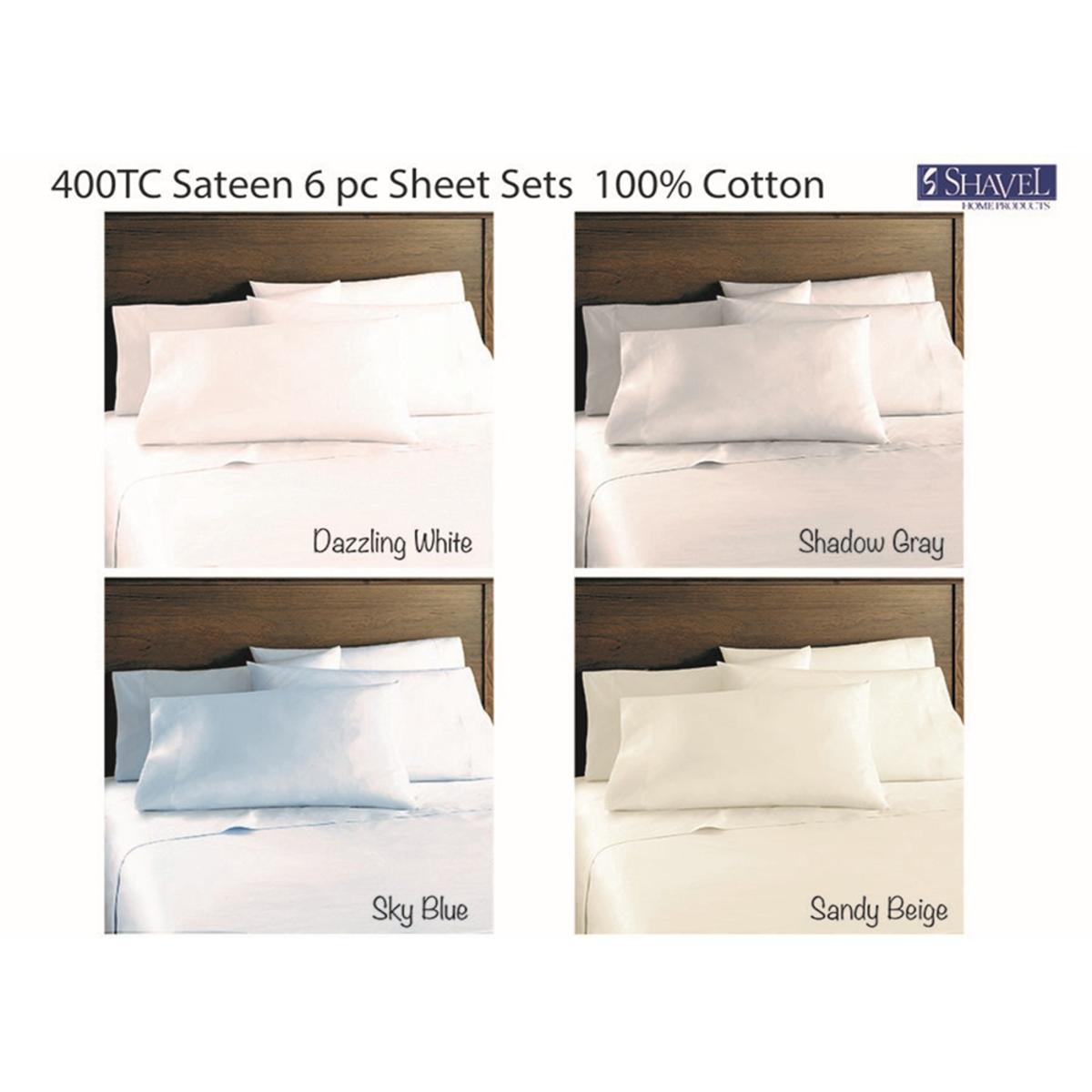  Shavel 400-TC Cotton Sateen Sheet Sets - Queen