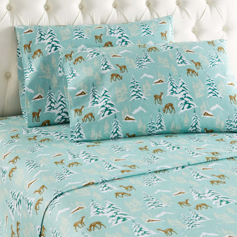  Shavel Micro Flannel Printed Deep-Pocket Sheet Set - Queen