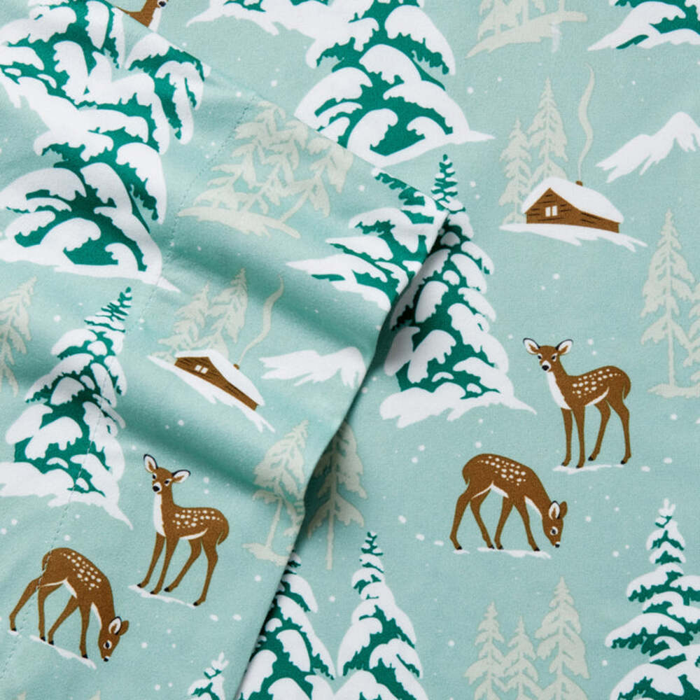  Shavel Micro Flannel Printed Deep-Pocket Sheet Set - Queen
