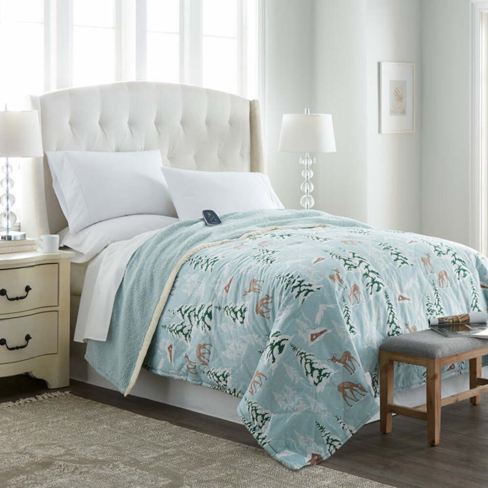  Shavel Micro Flannel The Modern Reverse To Sherpa Electric Heated Blanket - Full