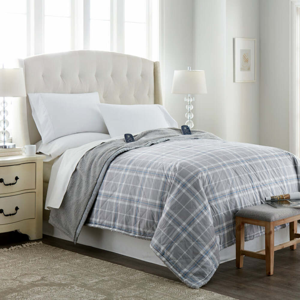  Shavel Micro Flannel The Modern Reverse To Sherpa Electric Heated Blanket - King