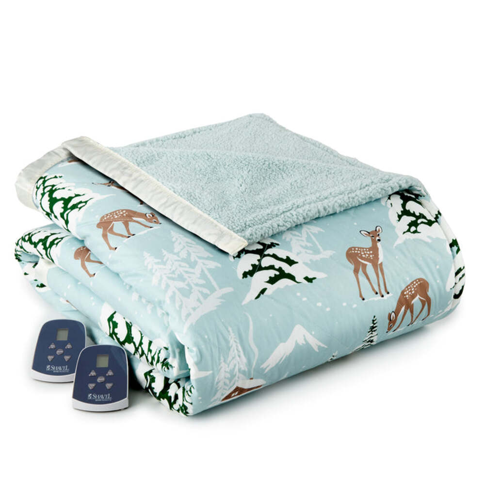  Shavel Micro Flannel The Modern Reverse To Sherpa Electric Heated Blanket - Queen