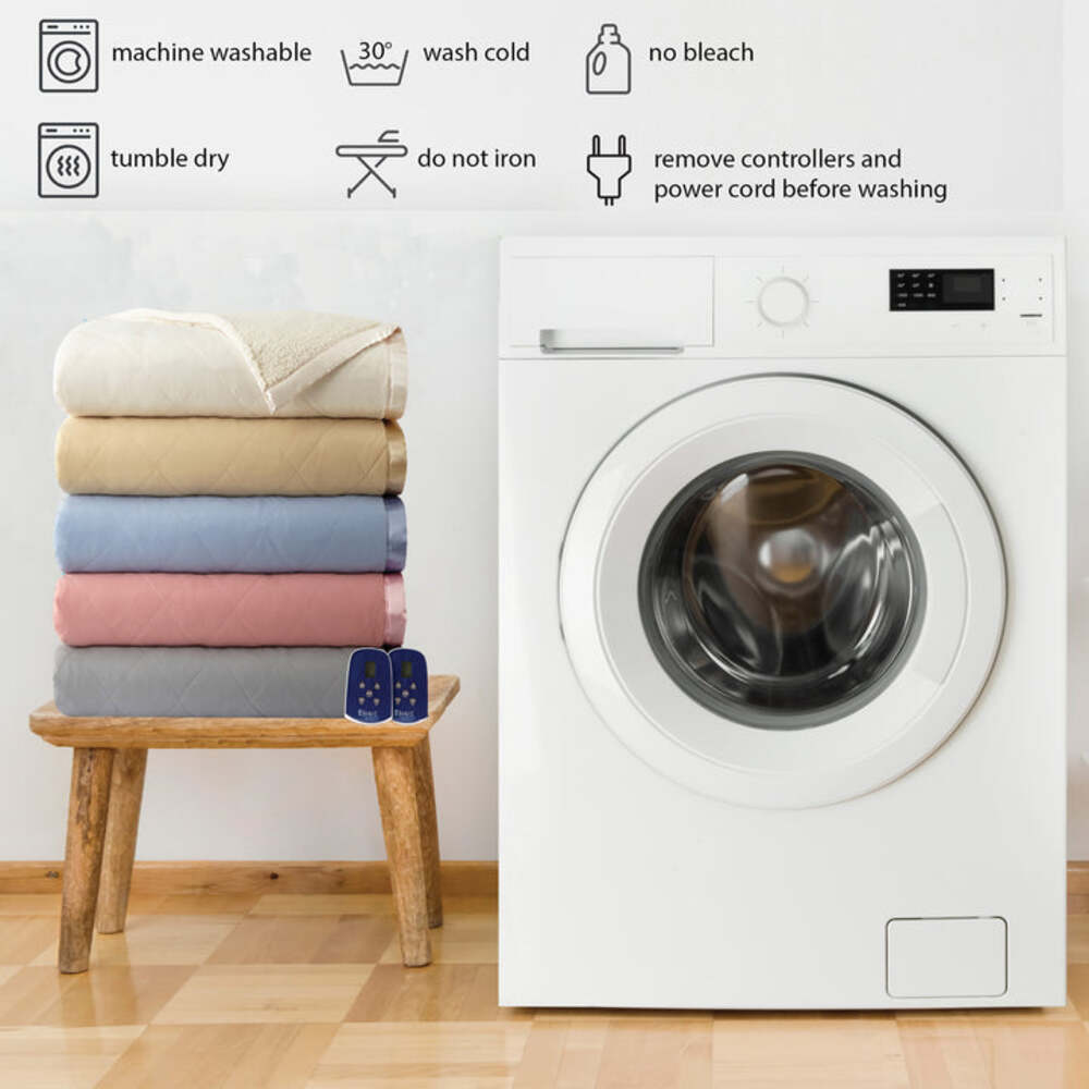  Shavel Micro Flannel The Modern Reverse To Sherpa Electric Heated Blanket - Queen