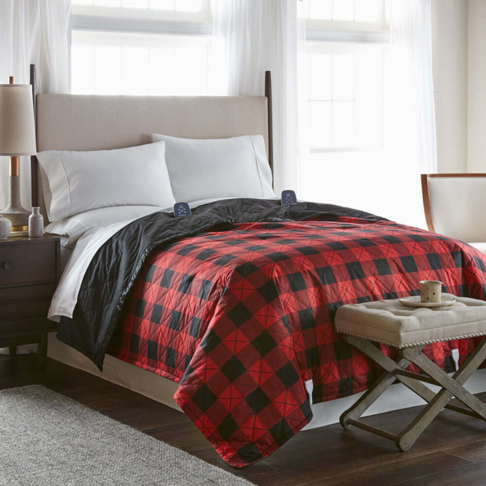  Shavel Micro Flannel The Original 7 Layers Of Warmth Electric Blanket - King/Buffalo Check Red