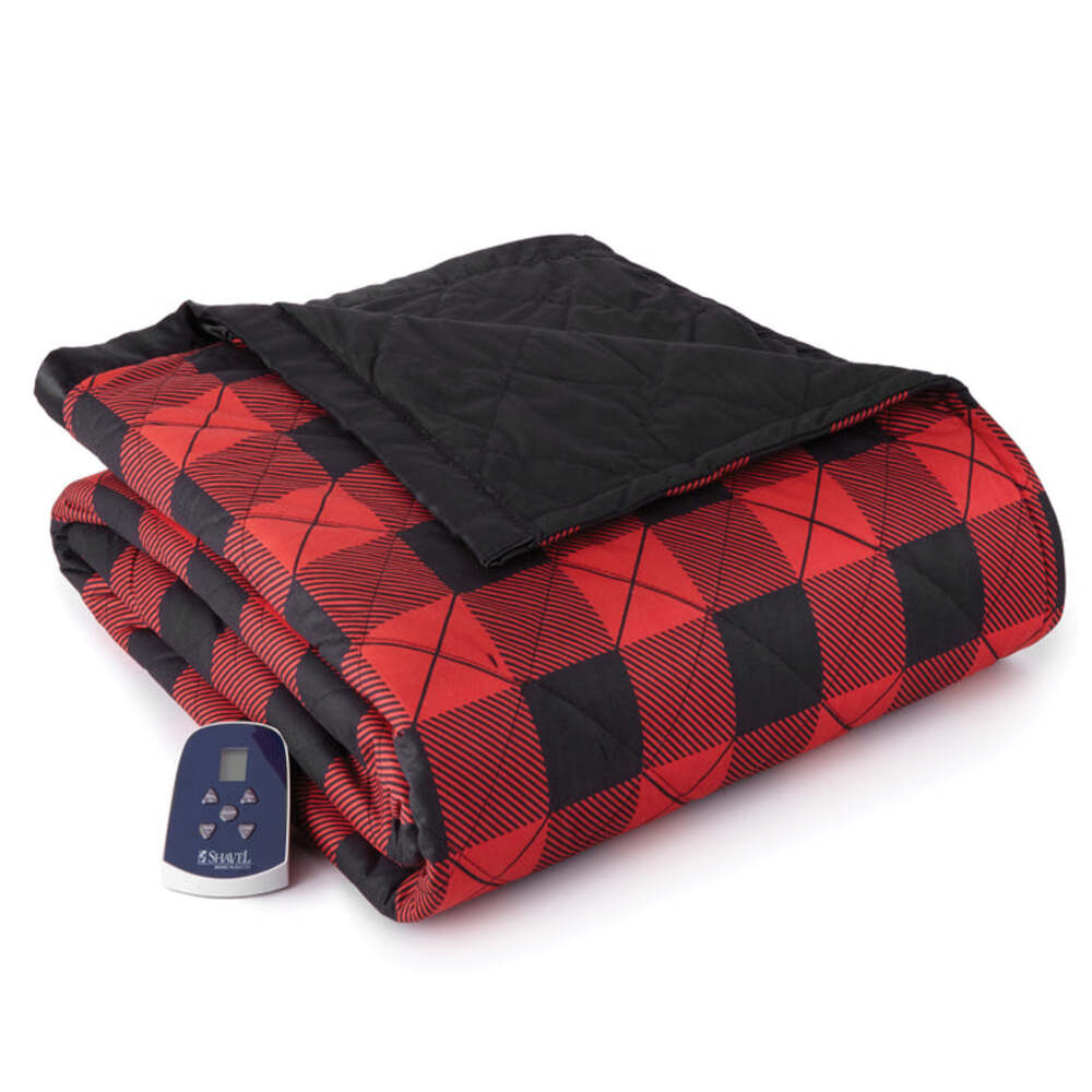  Shavel Micro Flannel The Original 7 Layers Of Warmth Electric Blanket - Twin/Buffalo Check Red