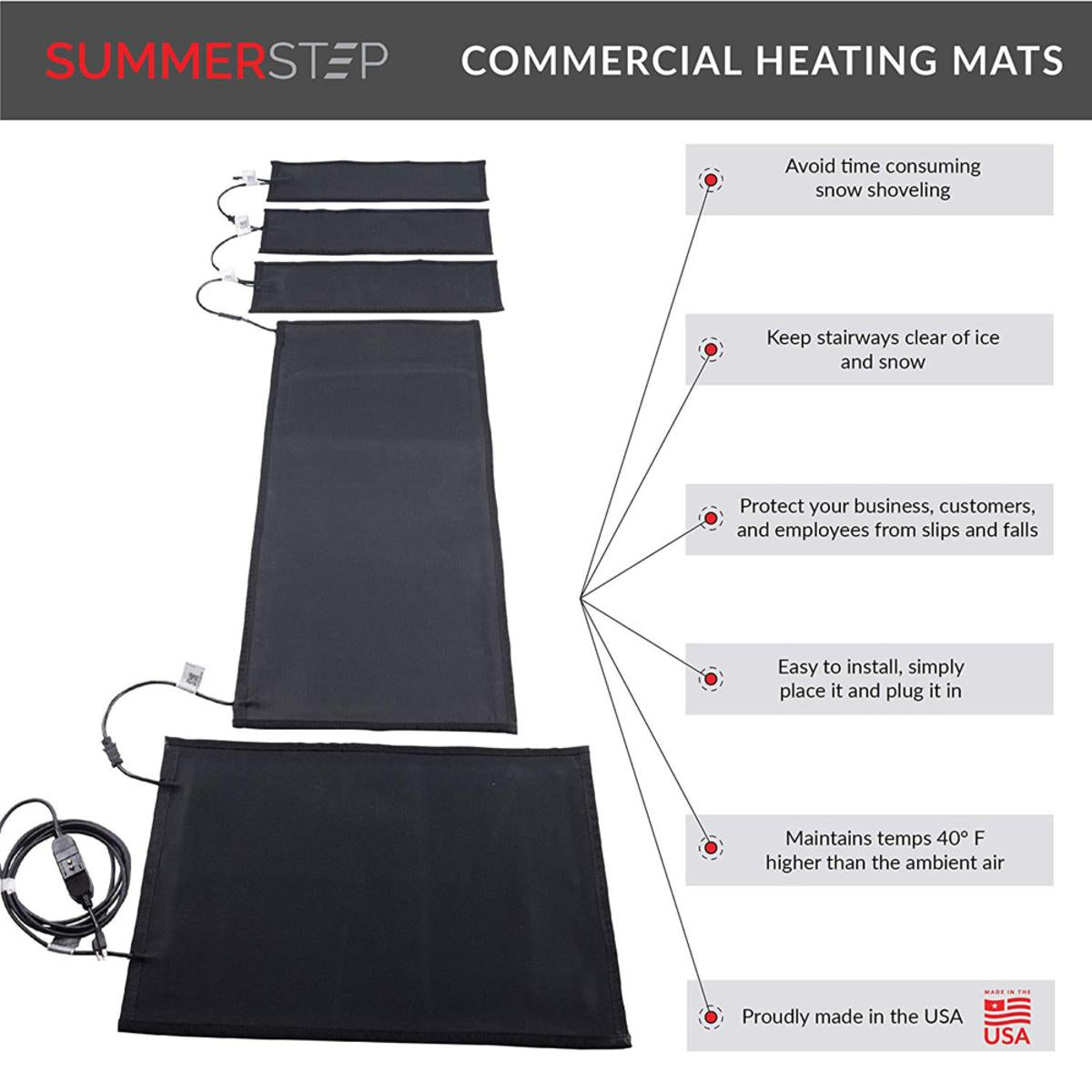  Summerstep Industrial Commercial Snow Melting Heated Door Mat, 24x36. Power Cord Not Included, See Description